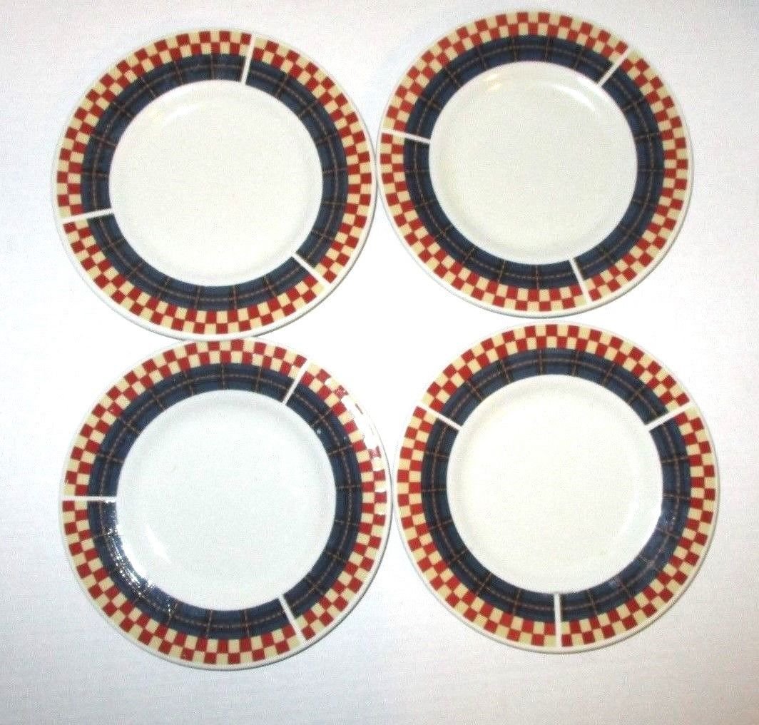 4 MAJESTICWARE BY ONEIDA STONEWARE CALICO ROOSTER DESSERT PLATES