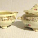 VINTAGE IVORY/ROSE PRINT SUGAR/ CREAMER SET
