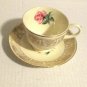 VINTAGE IVORY/ROSE PRINT TEA CUP/SAUSER SET