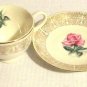 VINTAGE IVORY/ROSE PRINT TEA CUP/SAUSER SET
