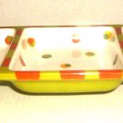 3 SECTION GREEN PRINTED GLASS TRAY