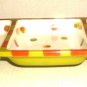 3 SECTION GREEN PRINTED GLASS TRAY