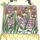 NEW!!! STAIN GLASS SUN CATCHER WELCOME SPRING WINDOW PANEL 14x12