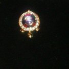 GOLD TONE JEWELED TURTLE BROOCHE