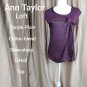 Ann Taylor LOFT Plum Purple Cotton Blend Detail Top Size MP