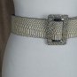 Vintage Clavin Klein Ivory & Black Leather Logo Wide Fashion Belt Size S/M