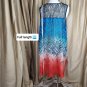 Est.1964 Blue And Red Print Lace Detail Duster Vest Size 22/24W