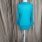 Denim & Co Aqua Blue Net Knit Button Down Cardigan Size L