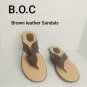 B.O.C Brown Faux Leather Slip On Flip Flop Sandals Shoes Size 9M