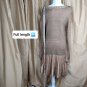 Venus Peach And Brown Detail Long Sleeves Knit Dress Size L