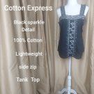 Cotton Express Black Sparkle Lightweight Side Zip Tank Top Size 14W