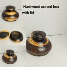 Wood Trinket Box With Lid Dark Brown Brass Small Round 2"