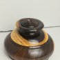 Wood Trinket Box With Lid Dark Brown Brass Small Round 2"