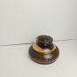 Wood Trinket Box With Lid Dark Brown Brass Small Round 2"