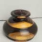 Wood Trinket Box With Lid Dark Brown Brass Small Round 2"