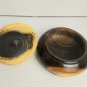 Wood Trinket Box With Lid Dark Brown Brass Small Round 2"