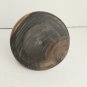 Wood Trinket Box With Lid Dark Brown Brass Small Round 2"