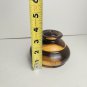 Wood Trinket Box With Lid Dark Brown Brass Small Round 2"