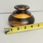 Wood Trinket Box With Lid Dark Brown Brass Small Round 2"