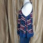Lane Bryant Navy Blue Dark Red Print Detail Tank Top Size 20
