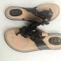B.O.C. black Leather Floral Detail Cushion Sandals Size 9 M/W