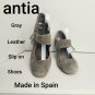 antia Shoes Gray Leather Detail Slip On Wedge Heels Size 9M