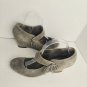 antia Shoes Gray Leather Detail Slip On Wedge Heels Size 9M