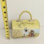 Vintage J & P Coats Spool Shaped Metal Sewing Tin Use As A Fun Purse
