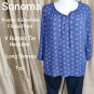 Sonoma Purple & Lavender Floral Print Button Neck Top Size XXL