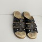 Vintage Dansko Black Detail Leather Cushion Wood Heel Sandals Size 39 8.5