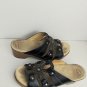 Vintage Dansko Black Detail Leather Cushion Wood Heel Sandals Size 39 8.5