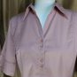 Ann Taylor LOFT Pale Pink V Neckline Stretch Button Down Top Size 8