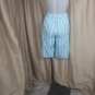 New Directions Blue & Green Striped Cotton Pockets Knee Sleep Shorts Size S
