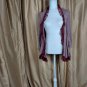 Guinevere Plum Red Ruffled Detail Striped Cotton Hook Closing Cardigan Size L