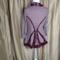 Guinevere Plum Red Ruffled Detail Striped Cotton Hook Closing Cardigan Size L