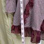 Guinevere Plum Red Ruffled Detail Striped Cotton Hook Closing Cardigan Size L