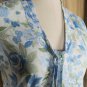 Caribbean Joe White & Blue Floral Print V Tie Neckline 100% Cotton Button...
