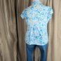 Caribbean Joe White & Blue Floral Print V Tie Neckline 100% Cotton Button...