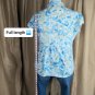 Caribbean Joe White & Blue Floral Print V Tie Neckline 100% Cotton Button...