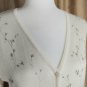 Liz Claiborne Villager White & Leaf Green Floral Print V Neckline Button Down...
