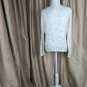 Liz Claiborne Villager White & Leaf Green Floral Print V Neckline Button Down...