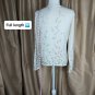 Liz Claiborne Villager White & Leaf Green Floral Print V Neckline Button Down...