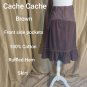 Cache Cache Brown 100% Cotton Pocket Ruffled Hem Skirt Size 42 ( Us 10)