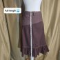 Cache Cache Brown 100% Cotton Pocket Ruffled Hem Skirt  Size 42 ( Us 10)