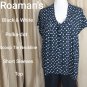 Roman's Black And White Polka-dot Scoop Tie Neckline Top Size 30W