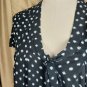 Roman's Black And White Polka-dot Scoop Tie Neckline Top Size 30W