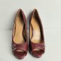 Vintage Nine West Dark Red Detail Buckles Open Toe Heels Size 9M