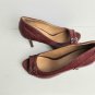 Vintage Nine West Dark Red Detail Buckles Open Toe Heels Size 9M