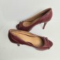 Vintage Nine West Dark Red Detail Buckles Open Toe Heels Size 9M