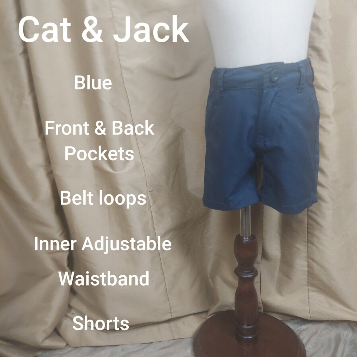Cat & Jack Blue Lightweight Pockets Inner Adjustable Waistband Shorts Size 2T